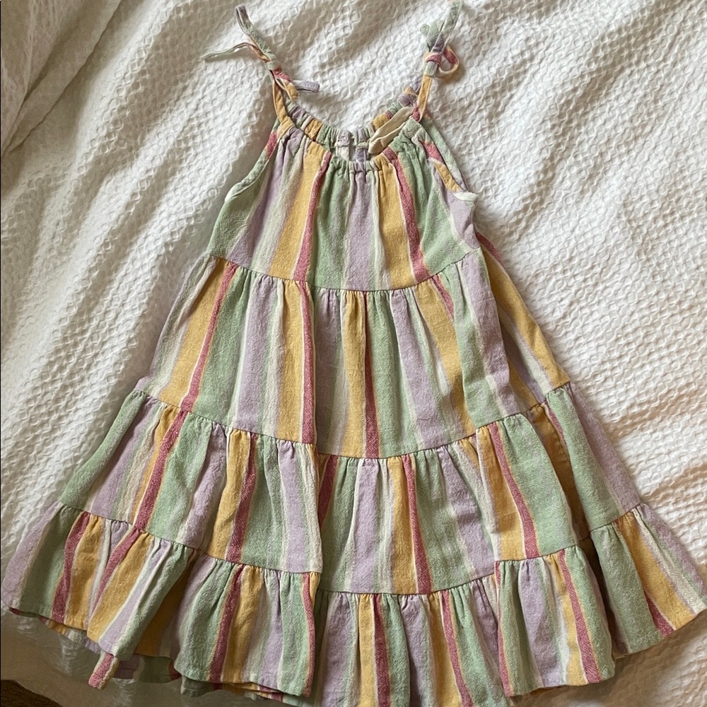 Lovely Light Striped Multicolor Kids Dress - Size 4T ; Mabel & Honey ; Like New